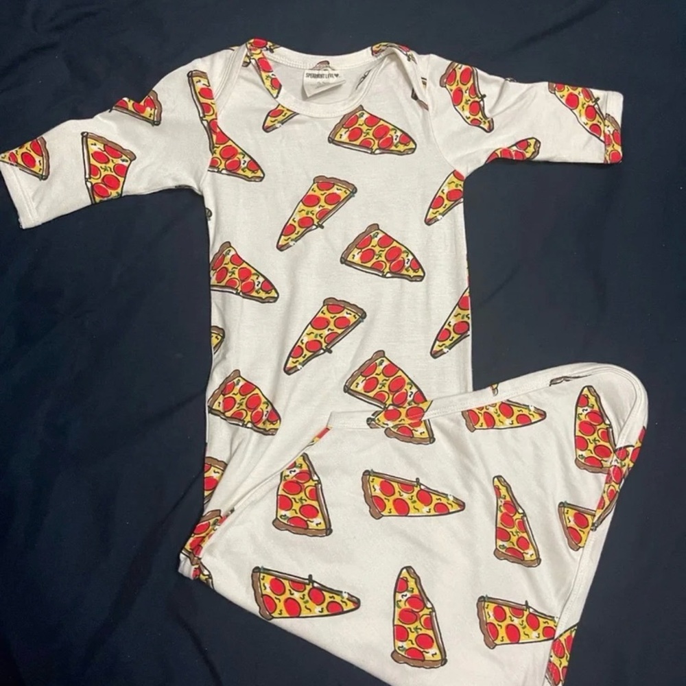 Spearmint Baby Pizza Slice Print Gown